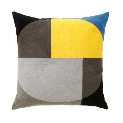 Zodiac Geometric Cushion In Ochre Yellow Grey